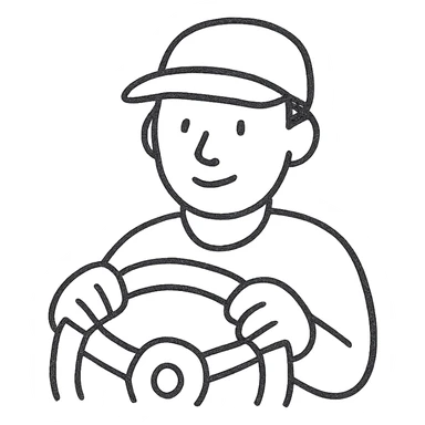 hand-drawn outlined driver icon with sketchy look sticker