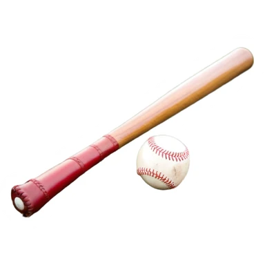 A baseball bat, ball, and glove placed on the grass of a baseball field, with the diamond and base lines clearly visible in the background. The scene captures the essence of the sport, with the equipment ready for action on the neatly marked field. sticker