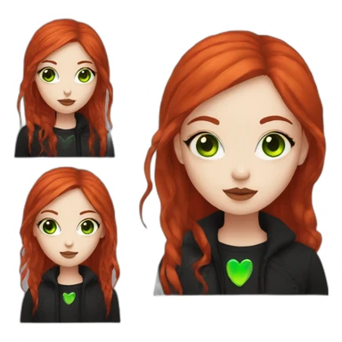 red head goth girl with neon green eyes  sticker