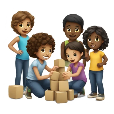Group of Kids playing with blocks sticker