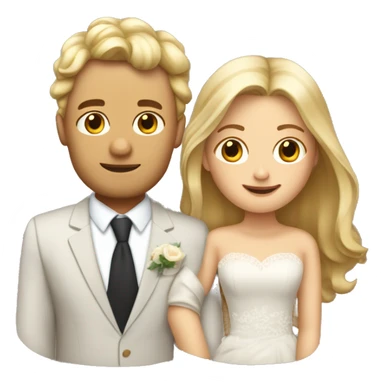 Blonde Frau lange Haare und Mann mit braune Haare und Bart heiraten sticker