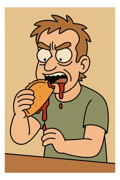 ketchup sauce Empanada the man was eating sticker