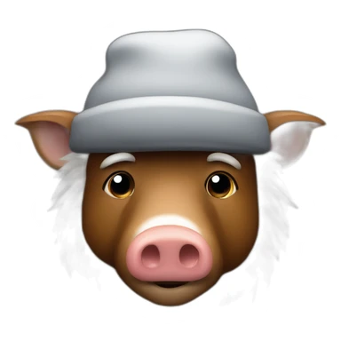 fullface wild tired brown boar in a black jacket and a black winter hat sticker