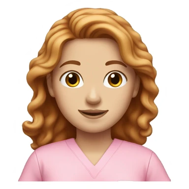white girl. long wavy auburn hair.Pink Scrubs.  sticker