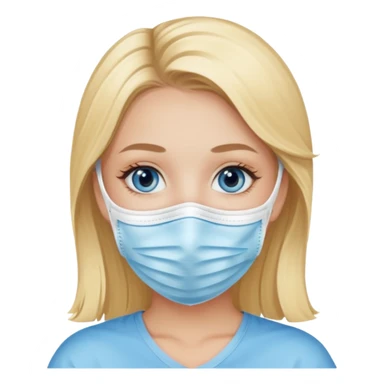 blonde blue eyed girl using a face mask  sticker