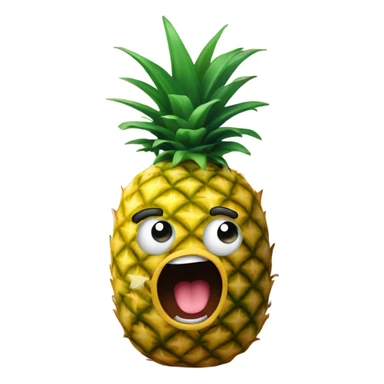 Pineapple with shocked face and arms and lega sticker