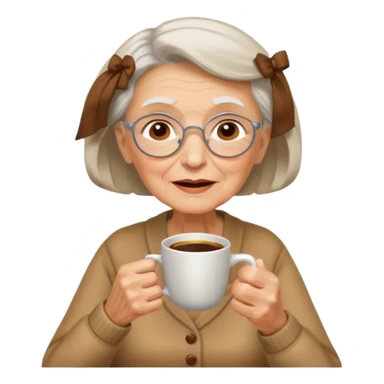 elderly with coffee women sticker