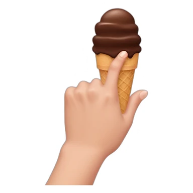 hand with finger lifted up and chocolate ice cream on the tip of the finger sticker