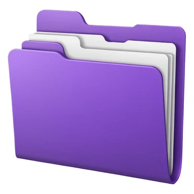 purple folder with papers inside, papers tucked in, slightly 3D style sticker