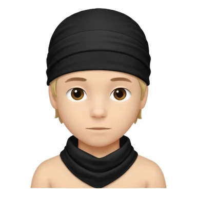 Make a boy wearing black bandana with some design on it  sticker