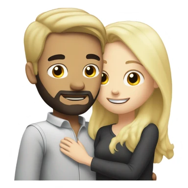 WHITE SKIN man BLACK beard and BLACK hair hugging white woman with long blonde hair sticker