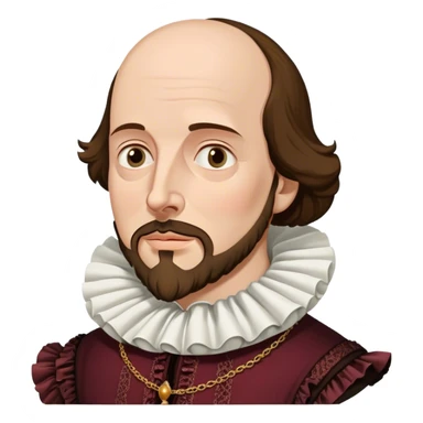 Cinematic Realistic portrait of William Shakespeare, depicted as an iconic playwright in richly detailed Elizabethan attire with a ruffled collar, expressive eyes, and a thoughtful gaze, bathed in dramatic historical lighting that evokes the Bard’s timeless legacy sticker