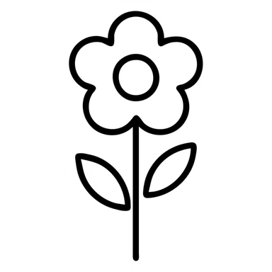 aesthetic flower, minimal black outline style sticker