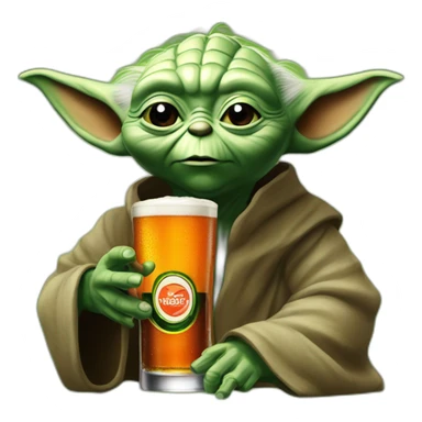 yoda drinking jagermeister green bottle sticker