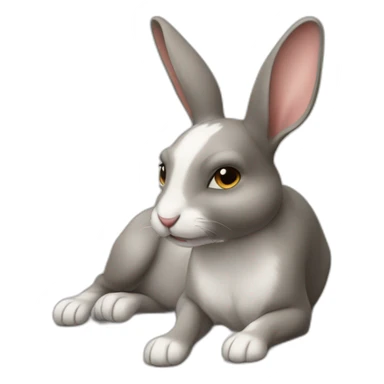 Lapin assis sur un chien sticker