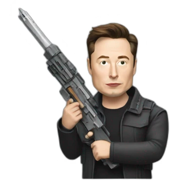 elon musk holding weapon sticker
