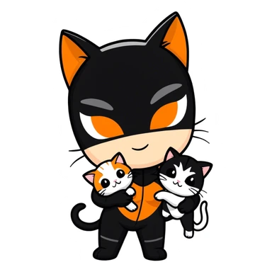 Catwoman with 2  orange and white kittens sticker