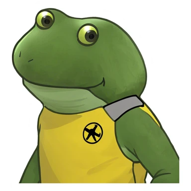 wearing a yellow hazmat suit sticker