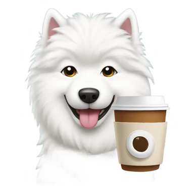 Samoyed with a cup of coffee sticker