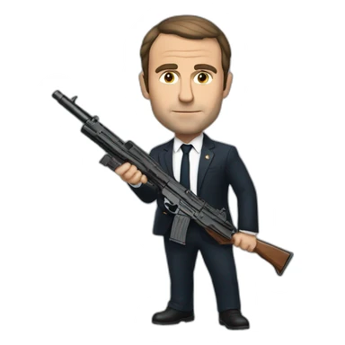 Macron avec un pistolet sticker