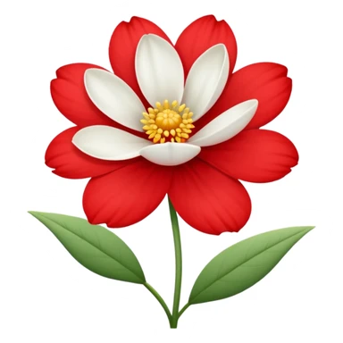 one red flower and one white flower with red band sticker