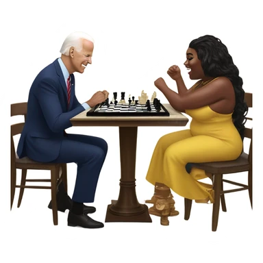 Joe Biden playing chess with lizzo  sticker