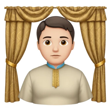 pregnant man with parted middle hair (curtains)   and in a roman collar  sticker