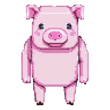 Minecraft pig, full body, pink blocky animal with square head sticker