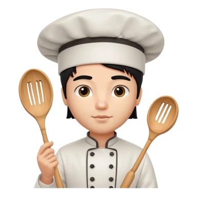 a pretty male bratz chef, black hair. fair sticker