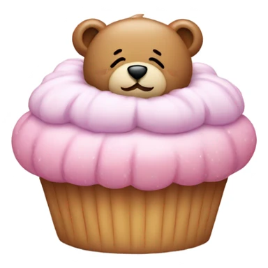 Sleeping teddy bear with cupcake on its head sticker