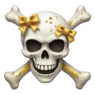 Crossbones skull with a bow and sparkles sticker