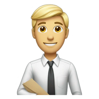 secretary with sheets in his hand sticker