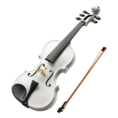 A pristine, pure white violin, highly detailed and elegant, subtle sparkle and soft glow, wearing a small festive New Year hat, animated style, 3D shading, high resolution, cheerful and festive mood, minimalistic background, perfect for Telegram premium emoji or sticker sticker