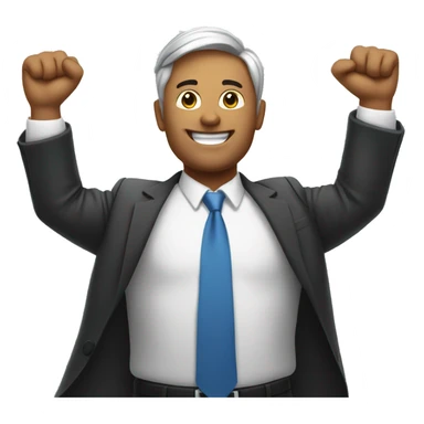 successful business person with their arms raised sticker