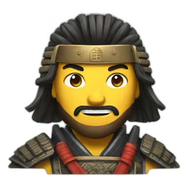 Epic Samurai with a flat smiling emoji sticker
