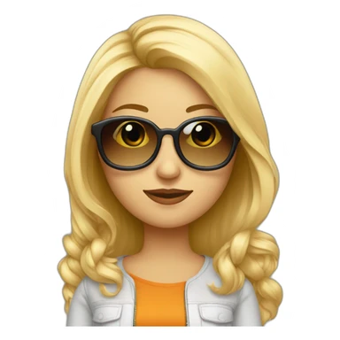 Mujer rubia pelo largo y cola alta y gafas sticker