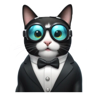 Tuxedo cat scuba diving sticker