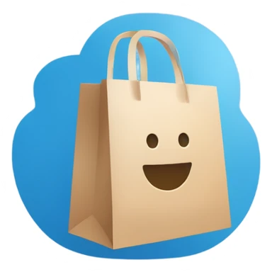 Create a minimalist logo merging a chat bubble and shopping bag in a blue color palette. Focus on clean, modern design, symbolizing communication and commerce. Keep it versatile and recognizable for digital and print use. sticker