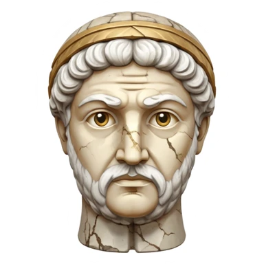 greek statue head with one part broken off sticker