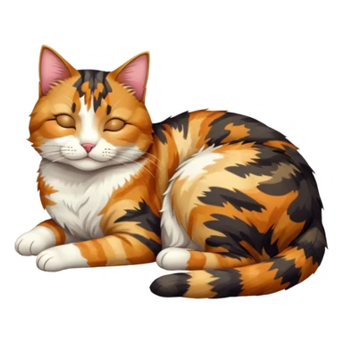 full body colourful light patched calico tabby cat sleeping sticker