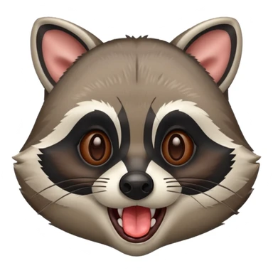 a raccoon with its tongue out with not red eyes  sticker