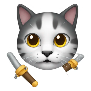 cat face with nunchucks sticker