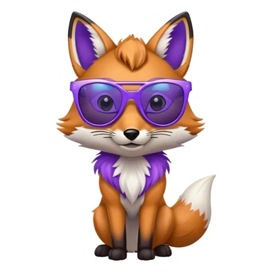 A cool fox with purple-blue fur, a glowing tail, a silver star on its forehead, and stylish sunglasses, looking confident sticker