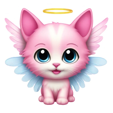 Pink ombre sparkly kitten with angel wings  sticker