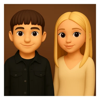 переодеть парня в черную джинсовку и сделать выражение лица менее серьезным, сохранить 3d emoji стиль sticker