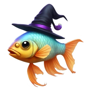 Beta fish with a witch hat  sticker