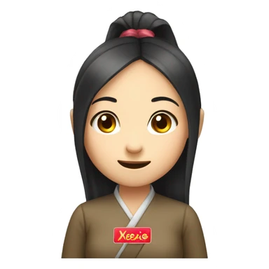 chinese girl saying with sign saying "xiexie" sticker