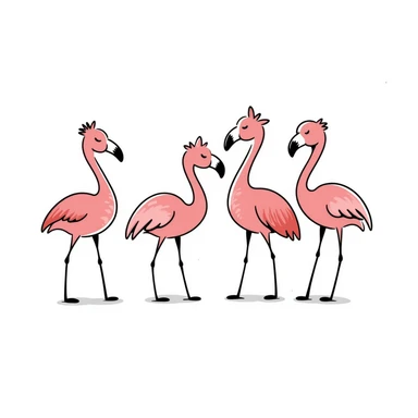 group of cute flamingos standing together sticker