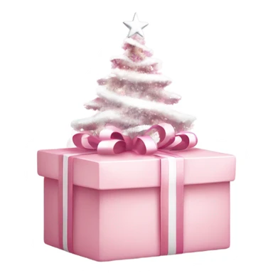 Light pink Christmas gifts under a white Christmas tree  sticker