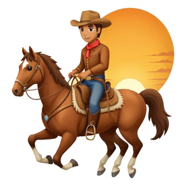 Cowboy riding off into the sunset sticker